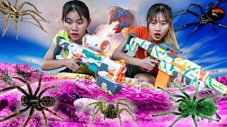 XGirl Nerf War: SEAL Cherry HACKER TRANSFORMS INTO SPIDER MONSTERS Warriors Nerf Guns Fight Crime