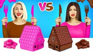 Bubble Gum VS Chocolate Food Challenge! Eating Sweets & Giant Bubble Gum Blowing Battle by RATATA