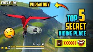 FREE FIRE - TOP 5 SECRET HIDING PLACE IN PURGATORY FOR RANK PUSH
