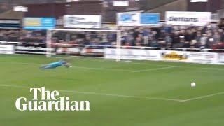 Hemel Hamstead goalkeeper sarcastically dives after long-range strike