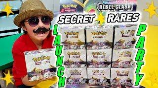 WE PULLED 2 SECRET RARES IN 1 BOOSTER BOX! REBEL CLASH! BEST NEW POKEMON CARDS LAUNCH PARTY!