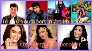 Top 10 Youtubers in the Philippines For the month of October 2020