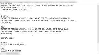 Create view for your table to get details of top 10 records from their marks