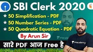 4:00 PM - SBI Clerk 2020 (Prelims) | Maths by Arun Sir | 50 Simplification, Series and Quadratic