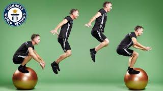 Fastest time to jump across 10 exercise balls - Guinness World Records