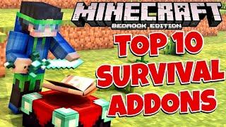 MINECRAFT PE: BEST SURVIVAL ADDONS (Top 10 Most Helpful Resource & Behaviour Packs) 1.16.20+