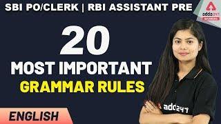 SBI PO 2020 | English | 20 Most Important English Grammar Rules for Bank PO