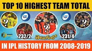 Top 10 Teams With Highest Team Total In IPL History  In Telugu