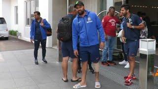 Watch: Injured Rohit Sharma travels with teammates to Hamilton