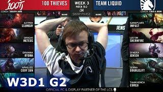 100 Thieves vs Team Liquid | Week 3 Day 1 S10 LCS Spring 2020 | 100 vs TL W3D1