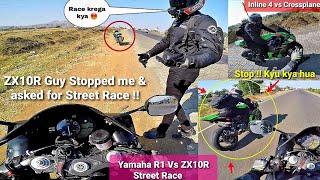 This Guy wants to Race with My Superbike|R1 VS ZX10R|Street Race|Z900 Rider