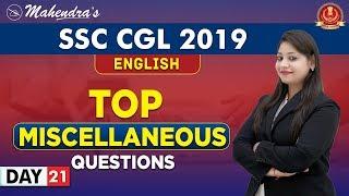 Top Miscellaneous Questions | English | By Yashi Mahendras | SSC CGL | 10:30 am