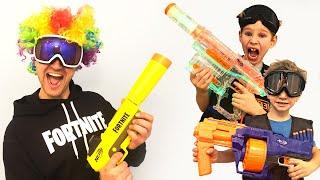 Nerf Battle: 1 Million Subscribers. Fortnite in Real Life with Lev and Gleb #2