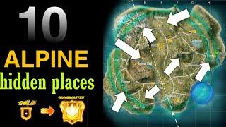 TOP 10 HIDDEN PLACES IN ALPINE MAP FREE FIRE | SECRET PLACE IN ALPINE MAP