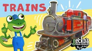 Gecko's Top 5 Trains!｜Trains For Kids｜Gecko's Real Vehicles｜Learning & Educational Videos