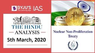 'The Hindu' Analysis for 5th March, 2020. (Current Affairs for UPSC/IAS)