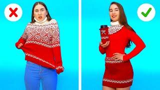 SUPER COOL WINTER CLOTHES LIFE HACKS AND CRAFTS || 8 winter outfit ideas