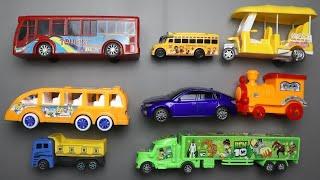 Car for Kids - Learn Street Vehicles Names & Number - Container Truck, Auto Rickshaw Toys, Bus