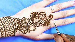 Arabic mehndi design - easy, beautiful back hand Arabic mehndi - stylish and easy Arabic henna desig