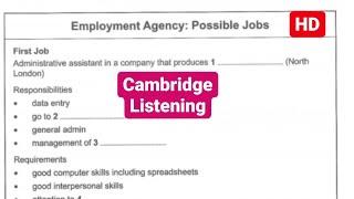 Employment Agency Possible Job ielts listening || Cambridge 15 Test 3 With Answers