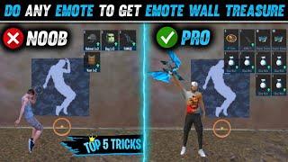 TOP 5 SECRET TRICKS FREE FIRE | GET EMOTE WALL TREASURE WITH ANY EMOTE | STREET FIGHTER X FREE FIRE