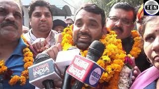 Purvanchal Morcha President Manish Singh interacts before filing nomination for upcoming #DelhiPolls