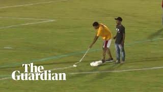 Game delayed after referee noticed penalty area is too small