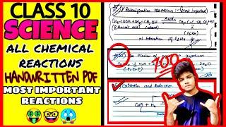 ALL CHEMICAL REACTIONS OF SCIENCE | CLASS 10 | PDF | NOTES | MOST IMPORTANT CHEMICAL REACTIONS |