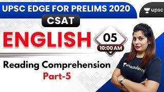 UPSC EDGE for Prelims 2020 | CSAT English by Akanksha Ma'am | Reading Comprehension Part-5
