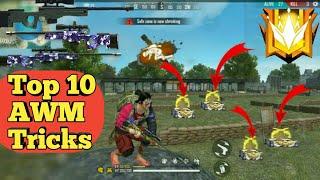 Top 10 AWM Tricks and Tips in Free fire || How to use AWM