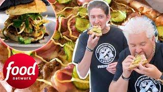 Guy And His Son Eat An Outstanding Burger And An Even Better Pizza | Diners, Drive-Ins & Dives