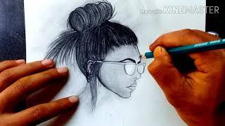 Easy pencil drawing_how to draw beautiful girl face drawing_step by step