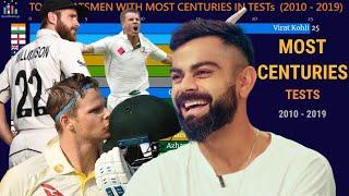 Most Century in Test (2010 - 2019) | Top 15 Batsmen Ranked By Most Centuries | Most 100 in Test