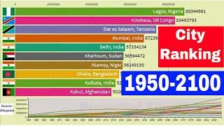 Top 10 World most population cities ranking - Population growth by city (1950-2100)