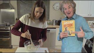 James May tries to teach Lucy one of the recipes from his book