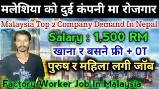 Malaysia Top 2 Company Demand In Nepal|General Workers Demand In Nepal|Factory Worker In Malaysia|