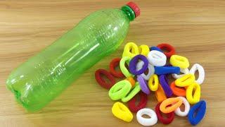 PLASTIC BOTTLE & RUBBER BAND CRAFT IDEA | BEAUTIFUL FLOWER OUT OF RUBBER BANDS