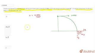 A body is projected horizontally from the top of a tower with a velocity of `10 m//s`.If it hits th