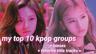 my top 10 k-pop groups (+biases and favourite title track)