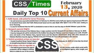 Top 10 Current Affairs 13 February 2020