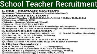 SCHOOL TEACHER RECRUITMENT I PGT, TGT, PRT, NTT, Others I ALL SUBJECT I APPLY THROUGH EMAIL I