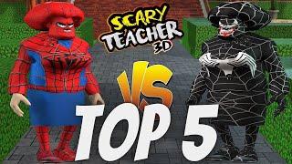 TOP 5 Scary Teacher 3D Venom VS Scary Teacher 3D Spider Man   Miss T Outfits   Android & iOS