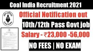 Coal India job recruitment 2021 / manager post recruitment / govt jobs 2021 / sarkari naukri