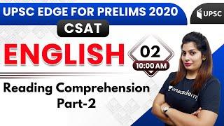 UPSC EDGE for Prelims 2020 | CSAT English by Akanksha Ma'am | Reading Comprehension Part-2