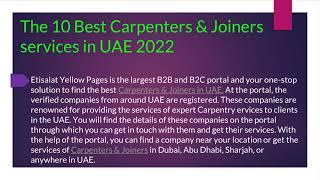 The 10 Best Carpenters & Joiners services  in UAE 2022