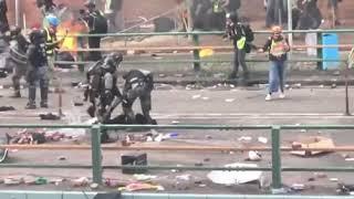 Subdued protester gets head stomped by Hk police