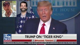 President Donald Trump Speaks on Joe Exotic Tiger King Pardon Response to Son at Press Conference