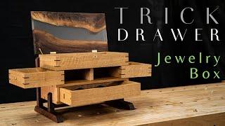 SECRET DRAWER Jewelry Box With Epoxy River Top // Fine Woodworking