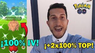 ¡CONSIGO RHYHORN SHINY 100%! y OTROS DOS 100% TOP en el COMMUNITY DAY MÁS ÉPICO y LOCO - POKEMON GO