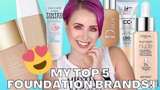 The TOP 5 BEST BRANDS for FOUNDATION | High End + Drugstore | Steff's Beauty Stash